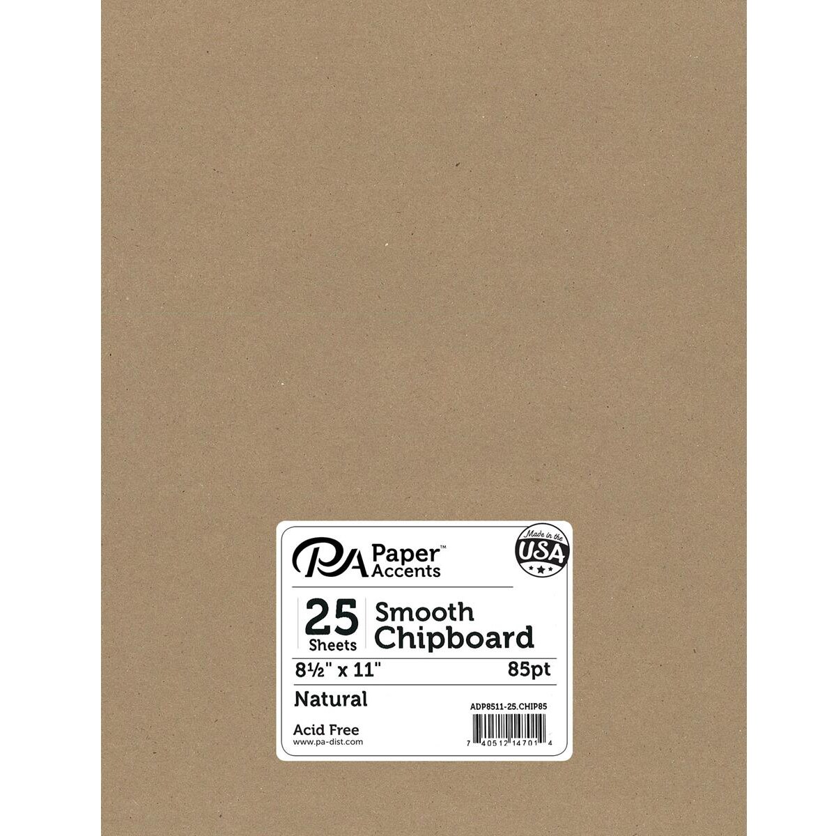 Accent Design Paper Accents Chipboard 8.5"x11" 2X Heavy 85pt Natural, 25pc – Durable Book Board for DIY Projects, Book Binding Board, Natural Chipboard Sheets for Crafts