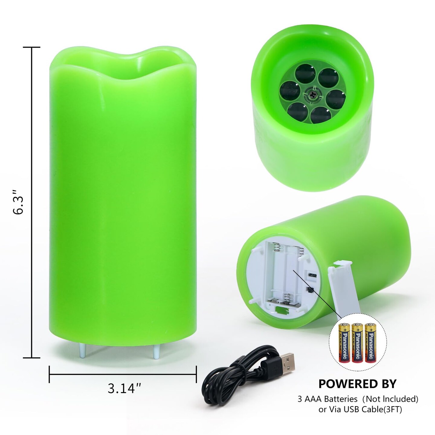 St Patricks Day Decorations Flameless Candles with Lucky Clover Projector, Green LED Candle with Remote and Timer