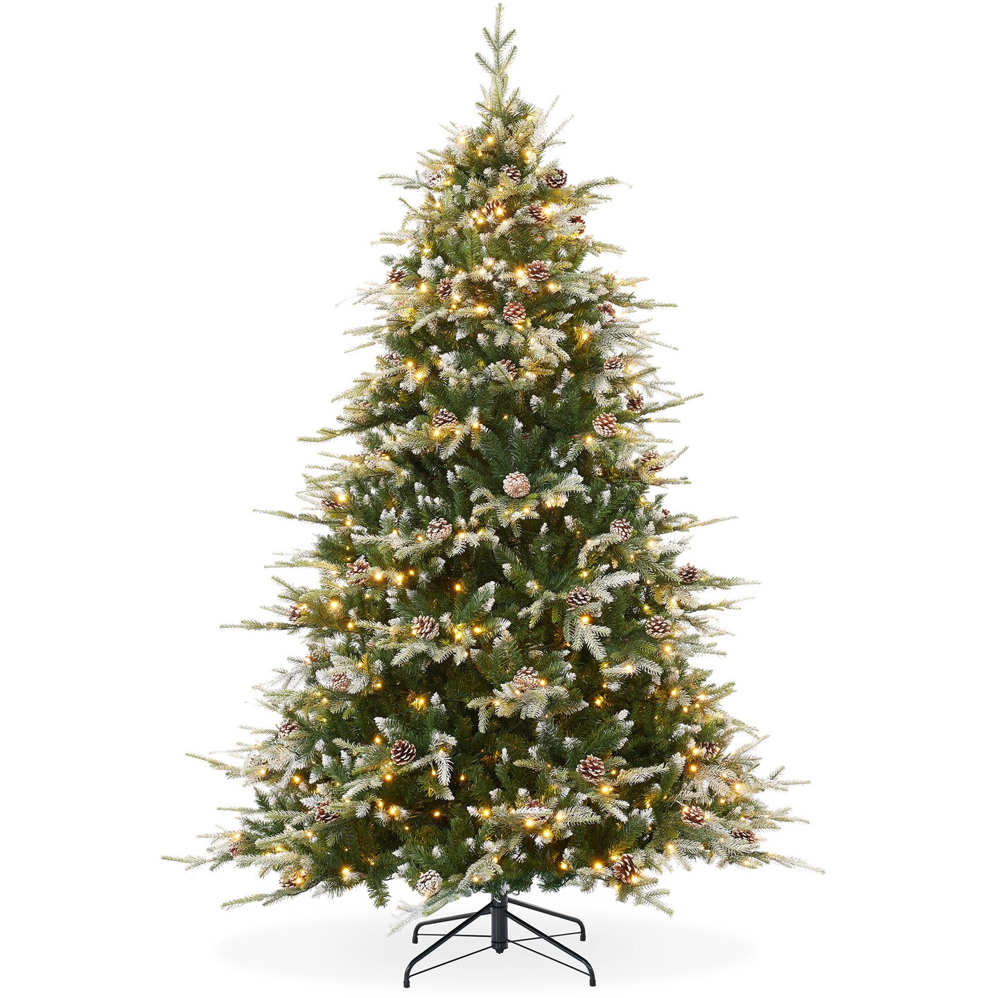 Casafield Pre-Lit Aspen Fir Christmas Tree with White & Multicolored LED Lights, Realistic Artificial Noble Fir with Sturdy Stand