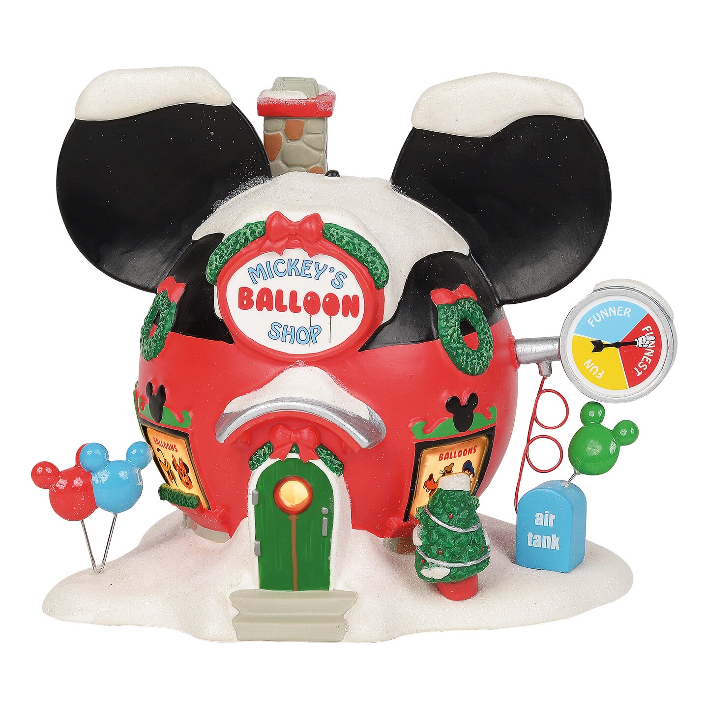 Department 56 Disney Village Mickey&#x27;s Balloon Inflators Lit Christmas Building 7in H
