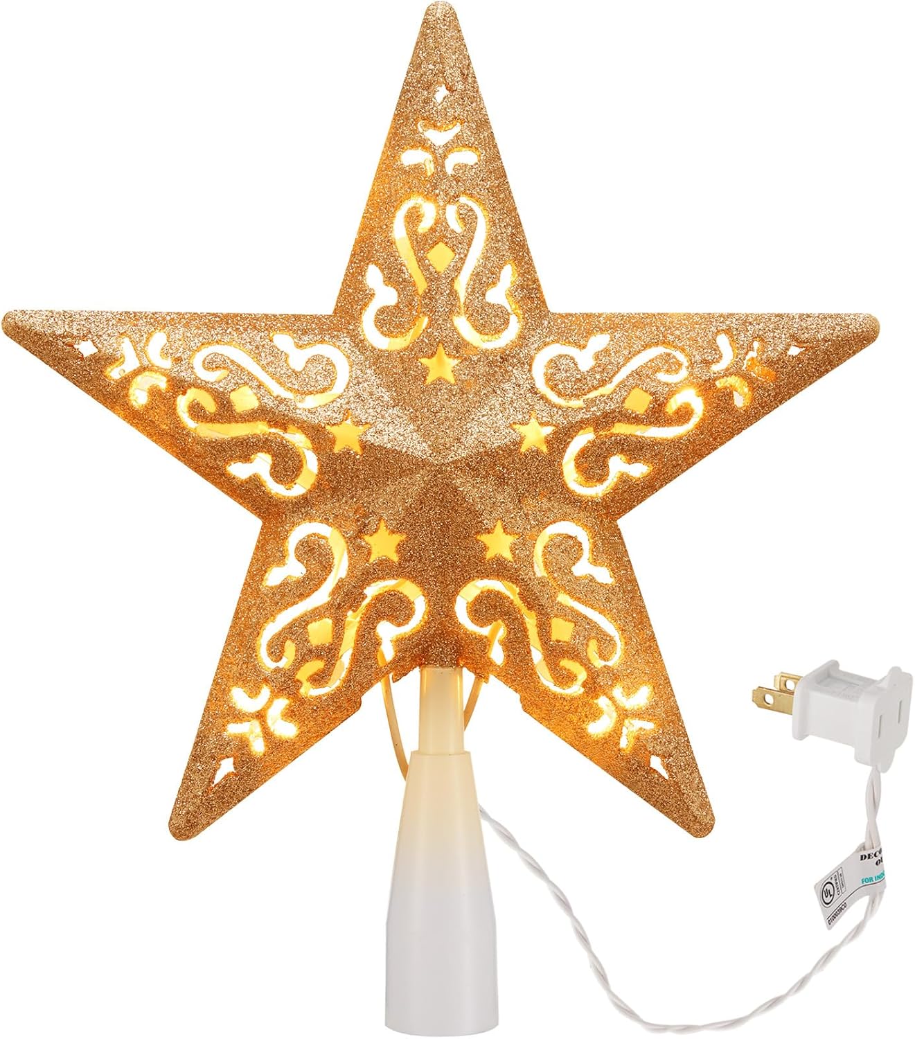 Christmas Star Tree Topper Lighted 8(Hollow Gold Star)