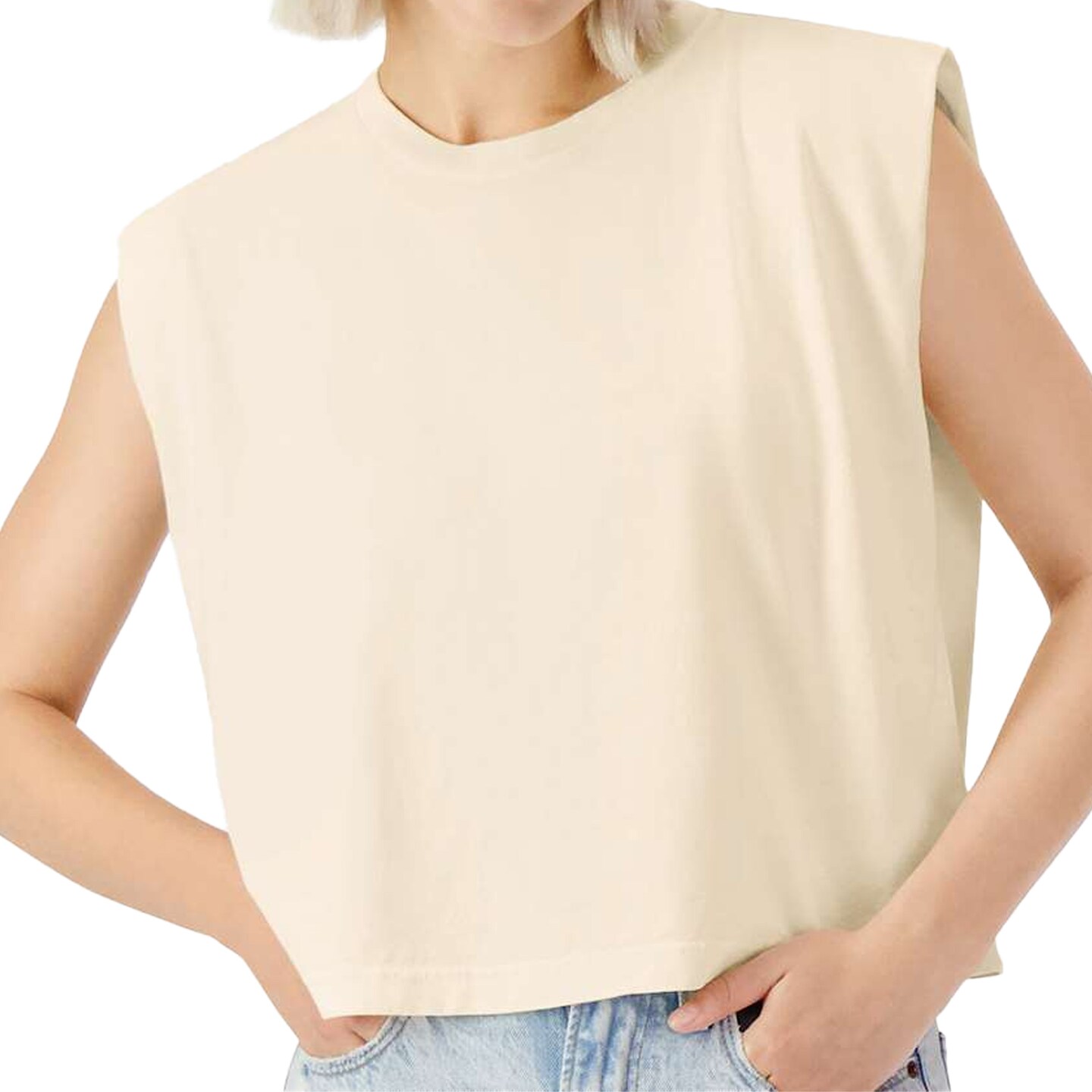 American Apparel Women's Garment-Dyed Heavyweight Muscle T-Shirt, Sleeveless Crewneck Cotton Tee