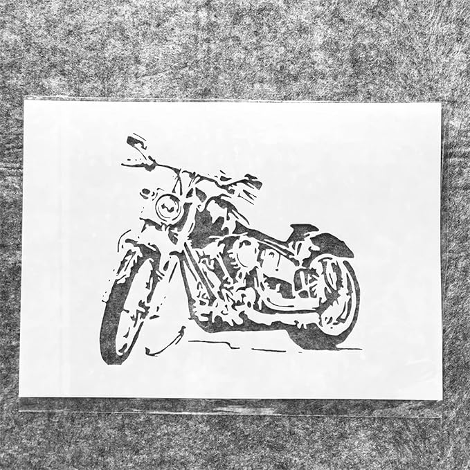 A4 Reusable Motorcycle Stencil for Painting - Vintage Motors Layering Template, DIY Wall Art, Wood Furniture, Scrapbook & Crafts (8.3x11.7inch)