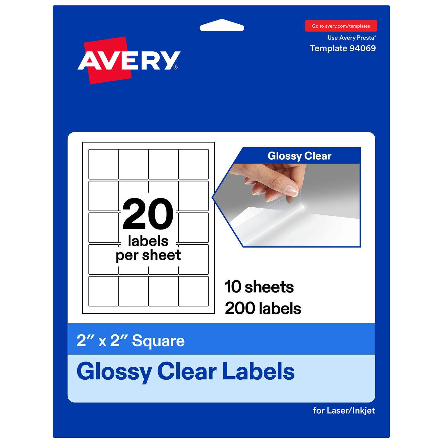 Avery Glossy Clear Square Labels