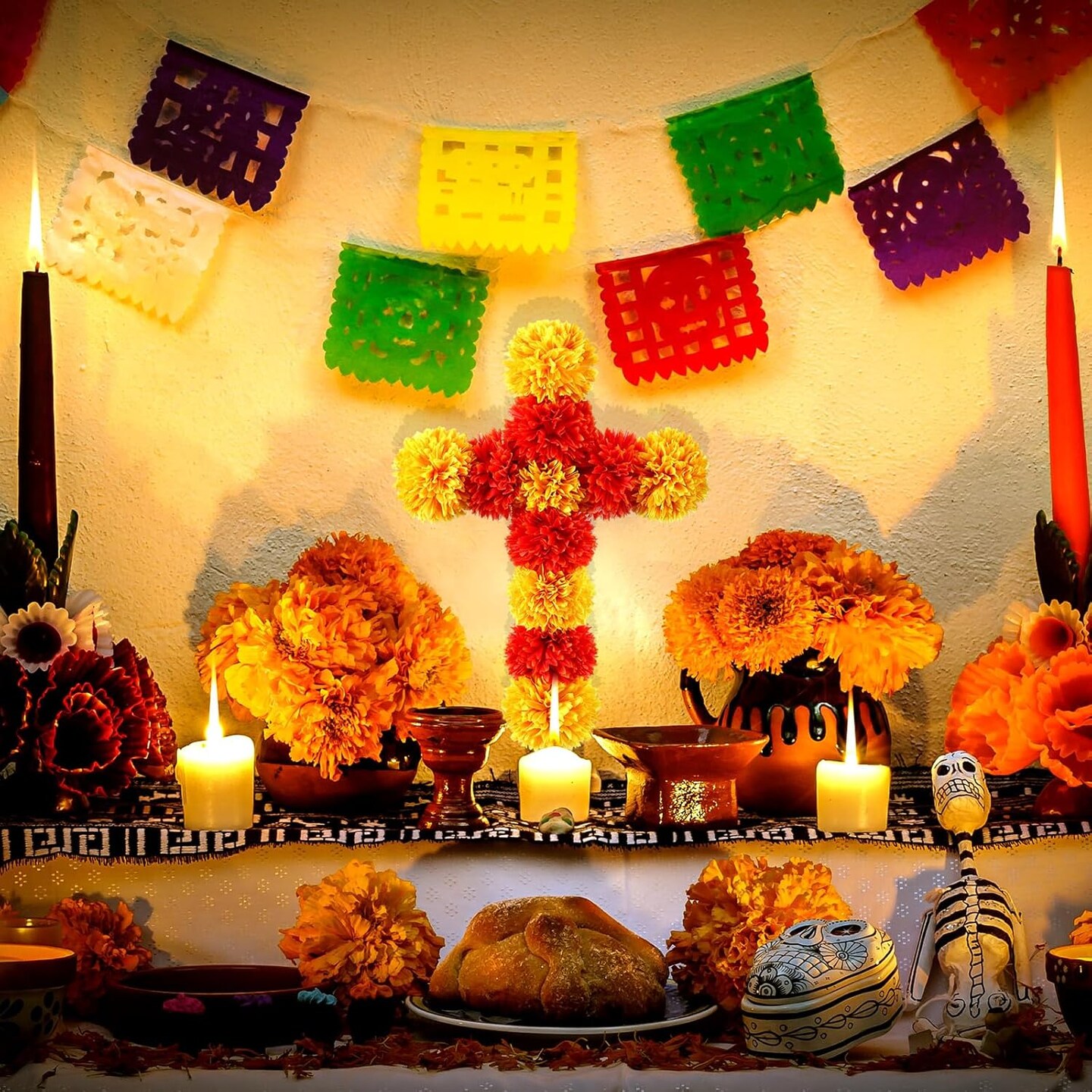 12 x 16 Inch Dia De Los Muertos Decorations (Orange and Yellow)