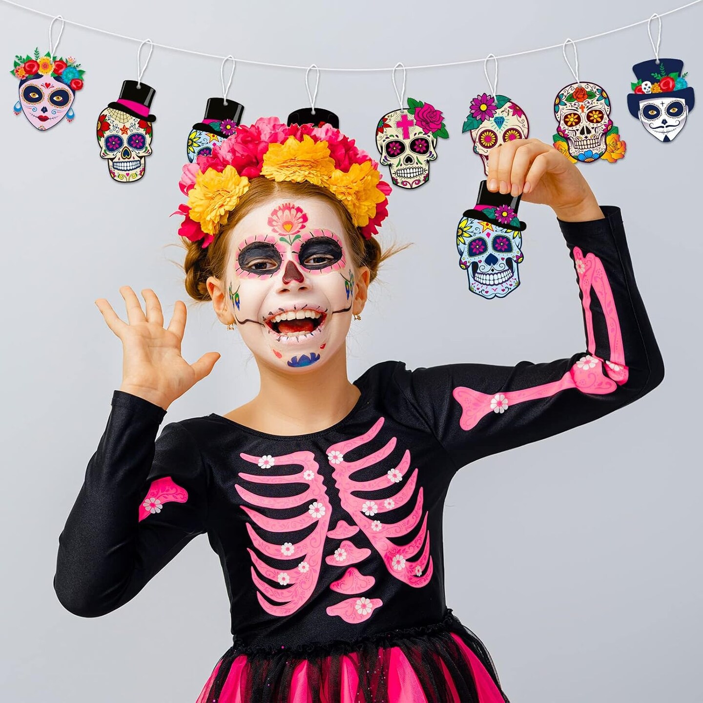 24 Sets Day of Dead Decorations Sugar Skull Crafts Kits (colorful)