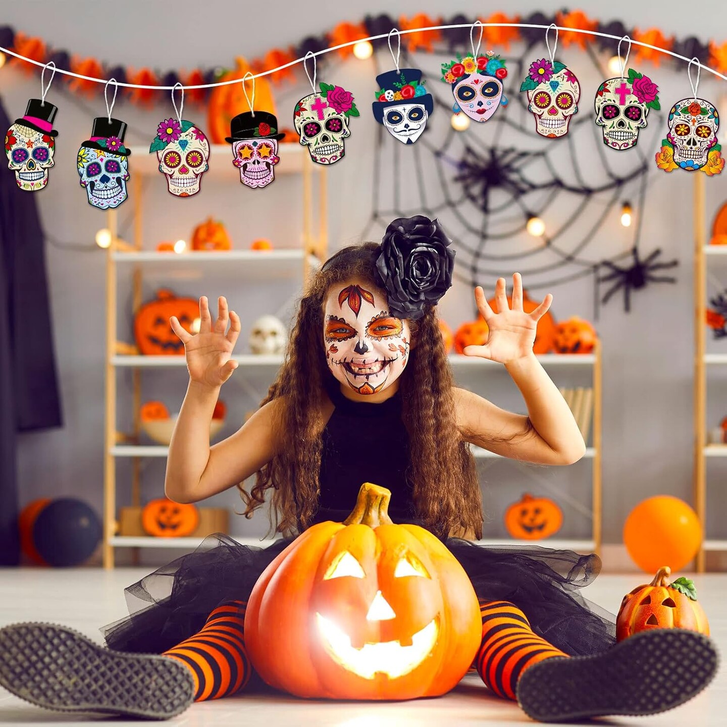 24 Sets Day of Dead Decorations Sugar Skull Crafts Kits (colorful)