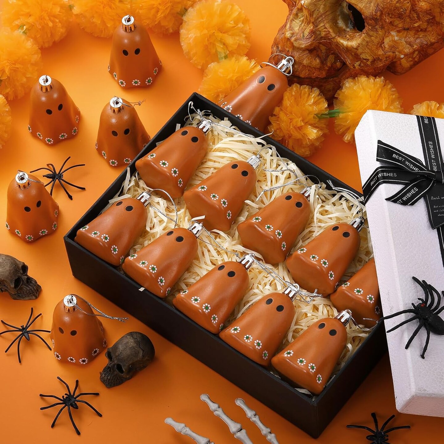 24 Pcs Day of The Dead Mexican Hanging Ghost Ornaments