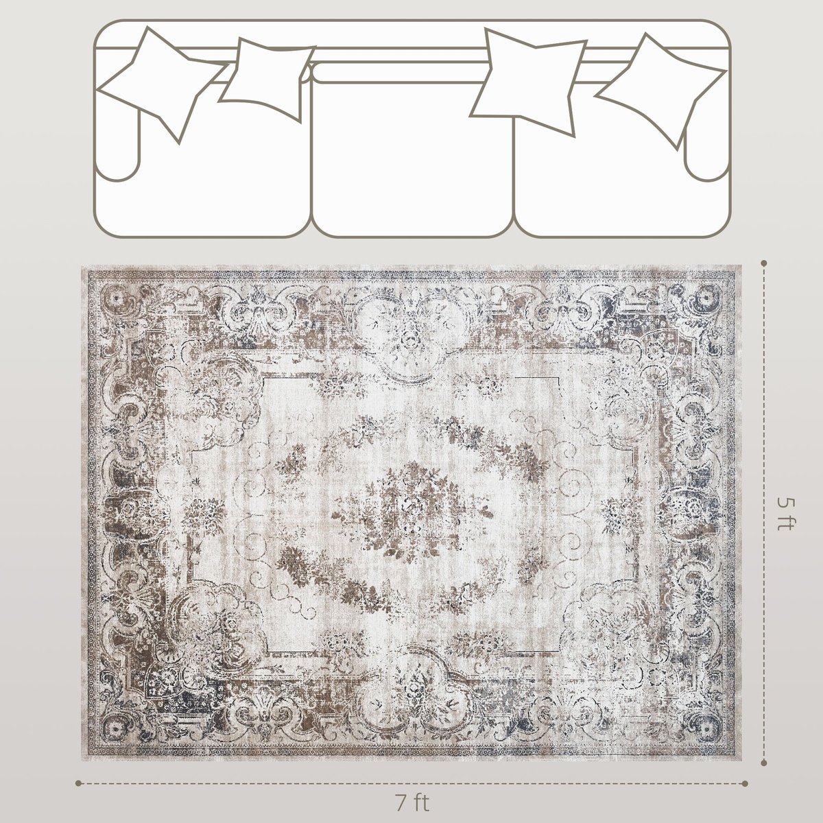 Edge Collections - 5&#x27; x 7&#x27; - Brown - Boho Distressed Area Rug!