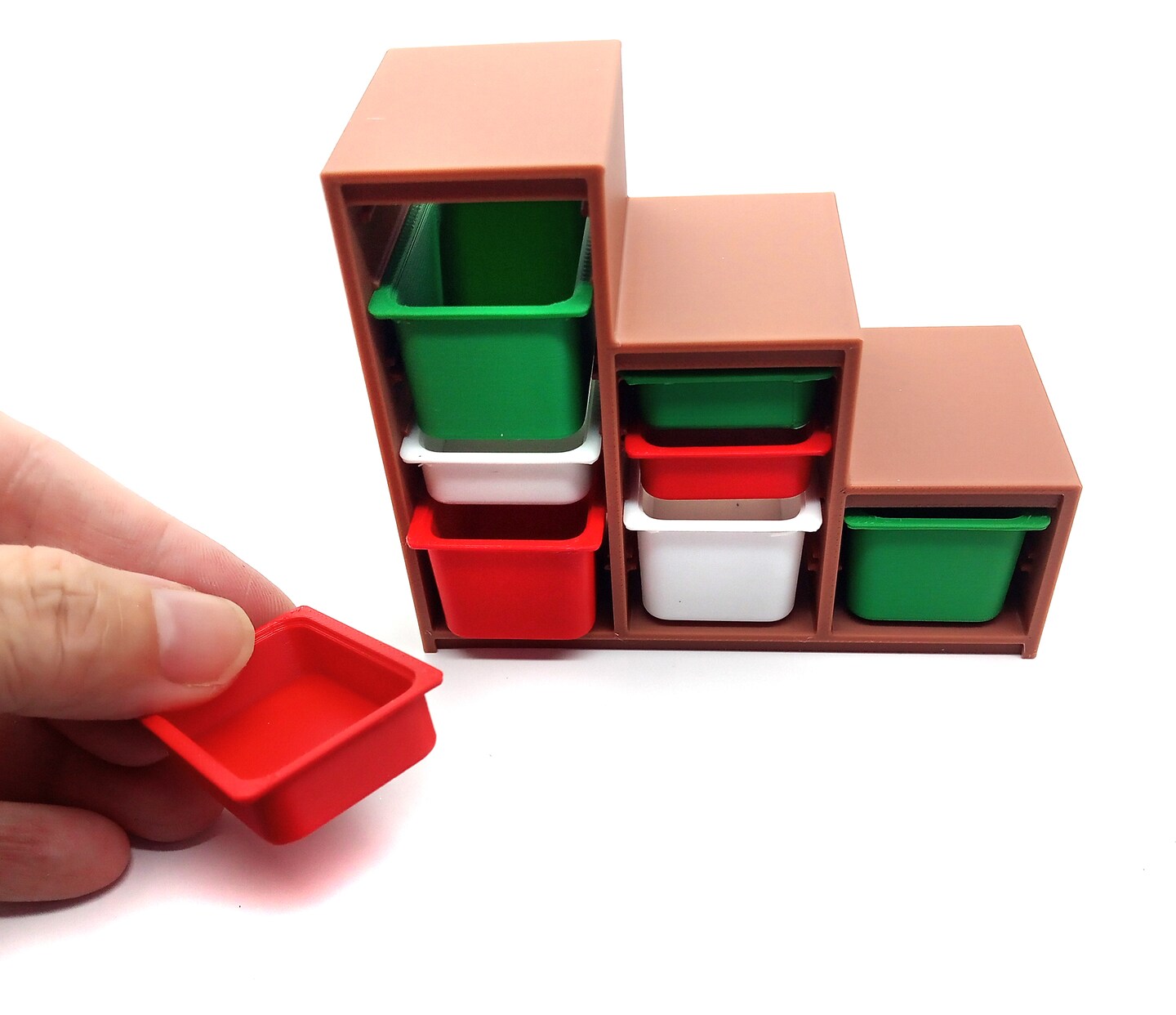 Miniature Christmas Storage Shelf with Bins, Dollhouse Decor, Adorabilities