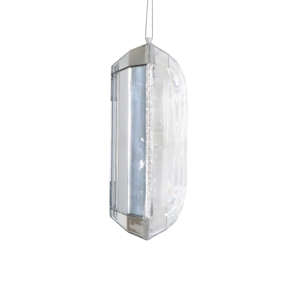 8&#x2033; Silver Rectangle Jewel Glitter Ornament &#x2013; Sparkling Acrylic Jewel