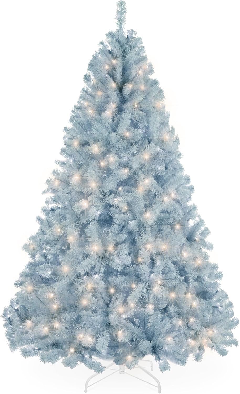 Artificial Christmas Tree Hinged Pine with 250 Lights, 1,000 Tips &#x26; Foldable Base Pre-Lit Outdoor Holiday Decor