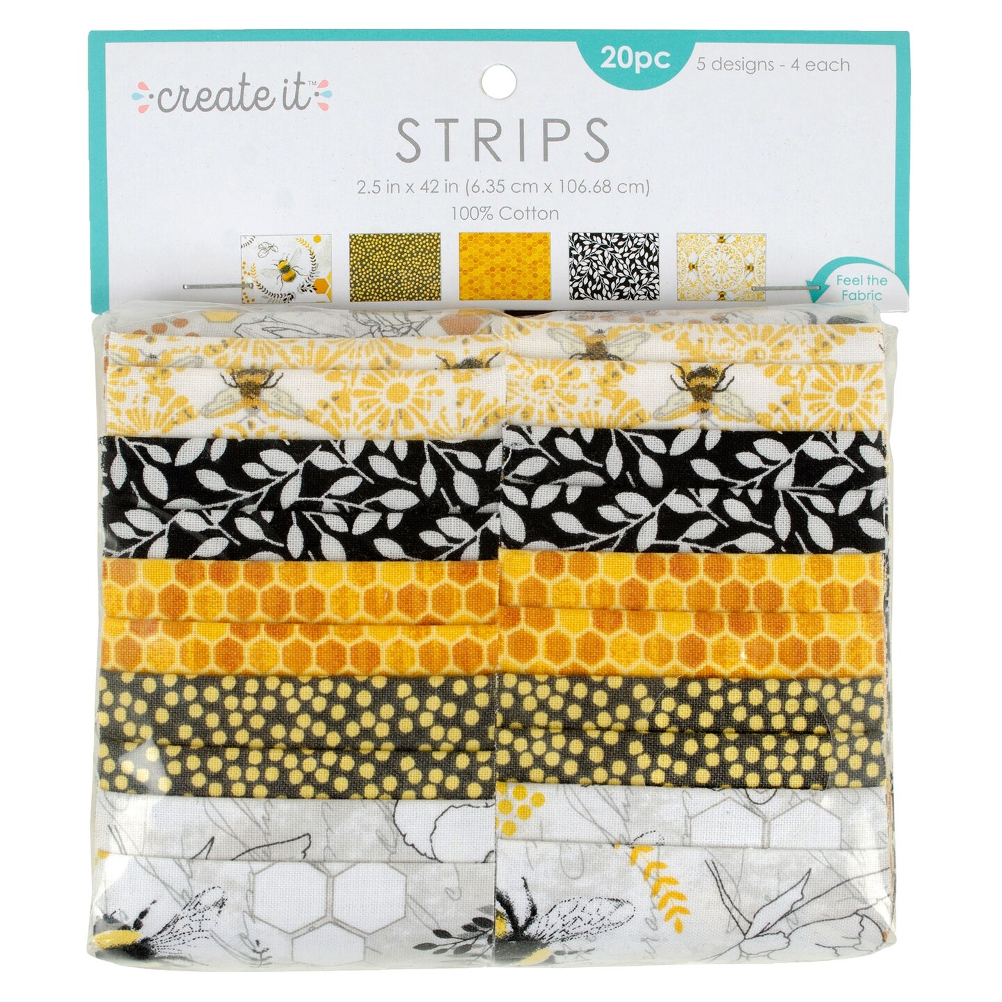 Fabric Editions Create It Assortment 2.5&#x22;X42&#x22; 20Pkg-5 Each Of 4 Designs -Bee