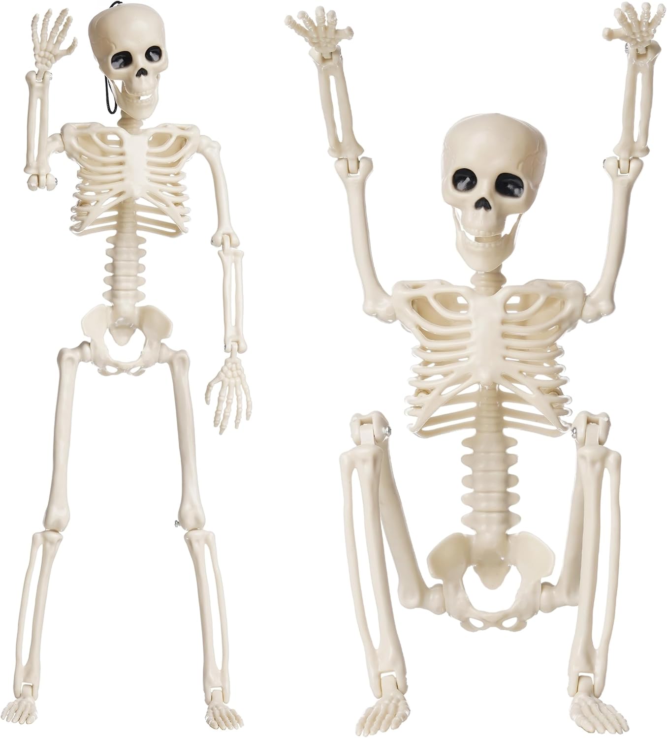 Halloween Decoration Outdoor 2 Pack Skeleton, 16&#x22; Plastic Posable Skeleton