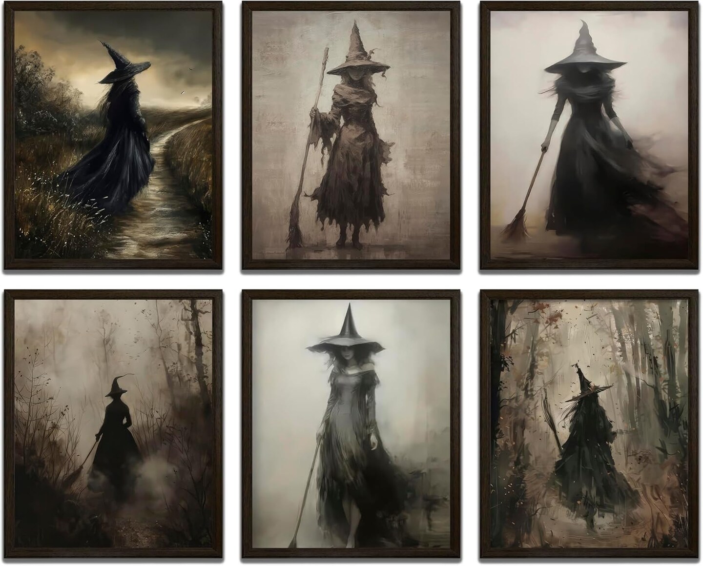 6 Pcs 8x10in Vintage Rustic Witch Posters