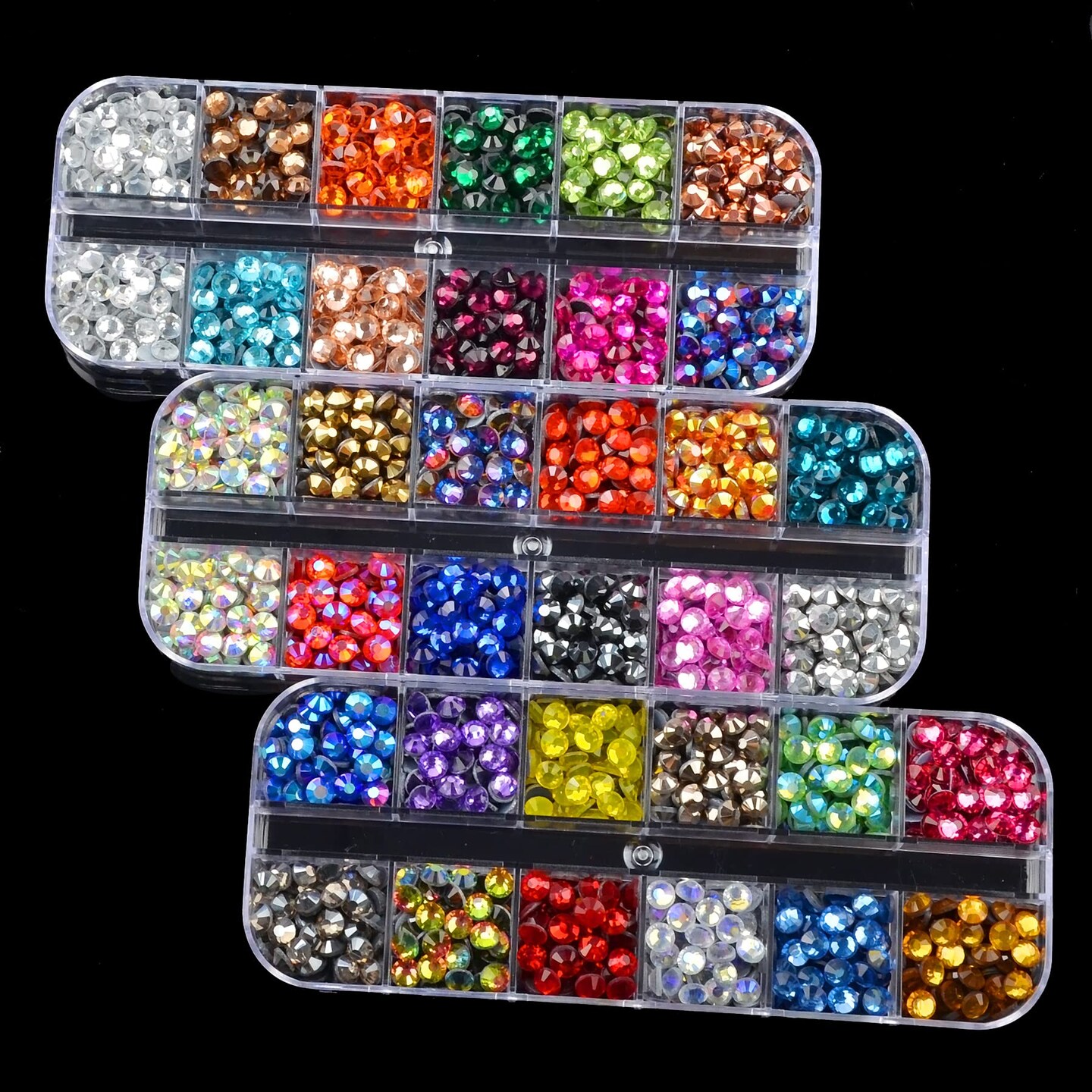 8800pcs+ Flatback Glass Hotfix Iron On Rhinestones Crystal for DIY Making with 1 Tweezer &#x26; 1 Picking Pen for Shoes, Clothes, Face Art, Bags, Manicure (34-Colors, SS 10)