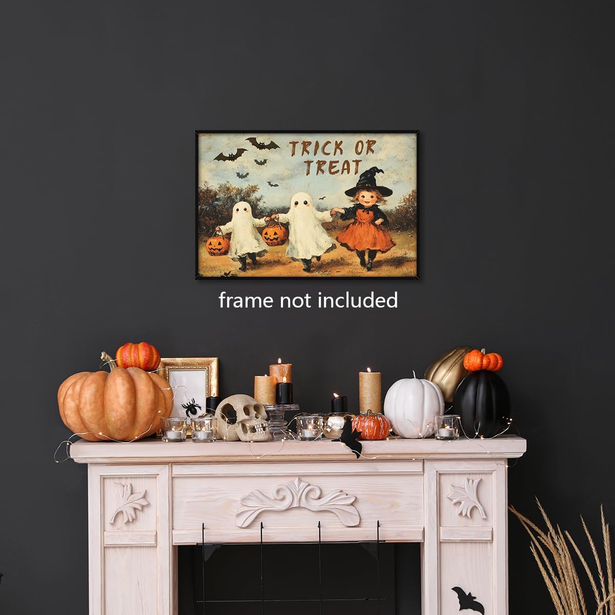 Primitive Victorian Halloween Canvas Wall Art,