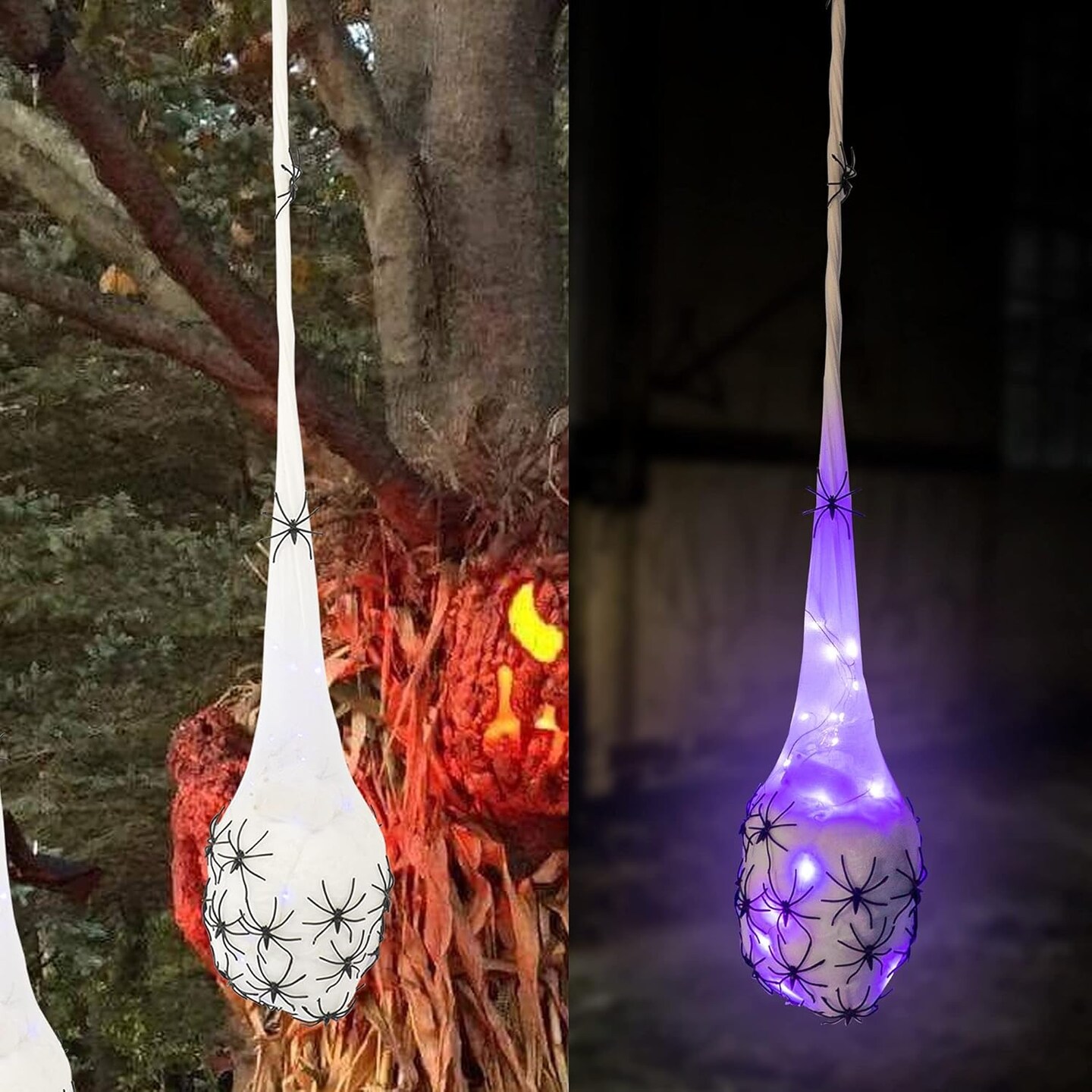 Hanging Light Up Spider Egg Sacs 3 Packs - Purple