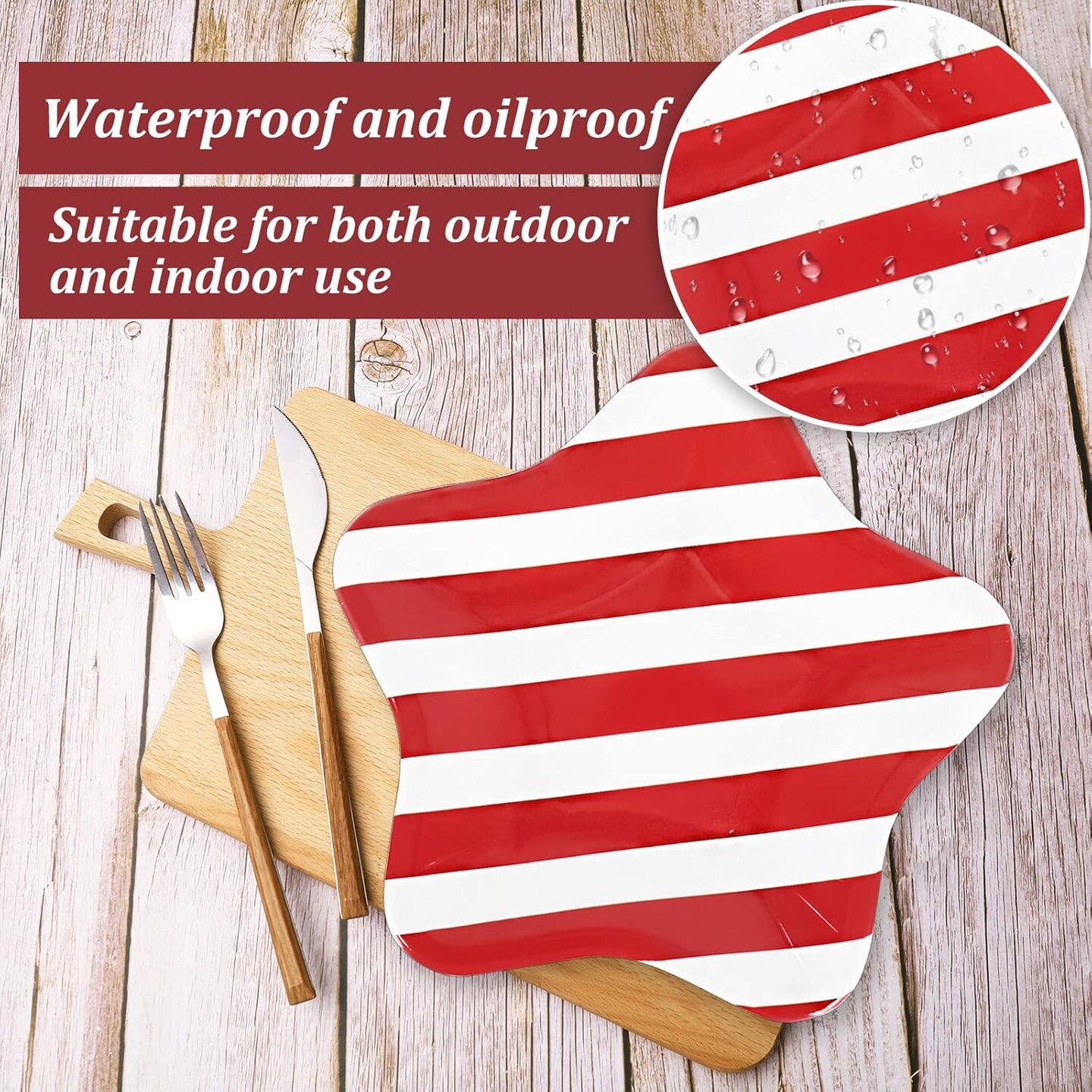 40PCS Patriotic Star-Shaped Paper Plates Set – Red Stripe & Blue Star Disposable 7.1" Plates for 4th of July, Independence Day, Veterans Day & 250th Anniversary Party Decorations