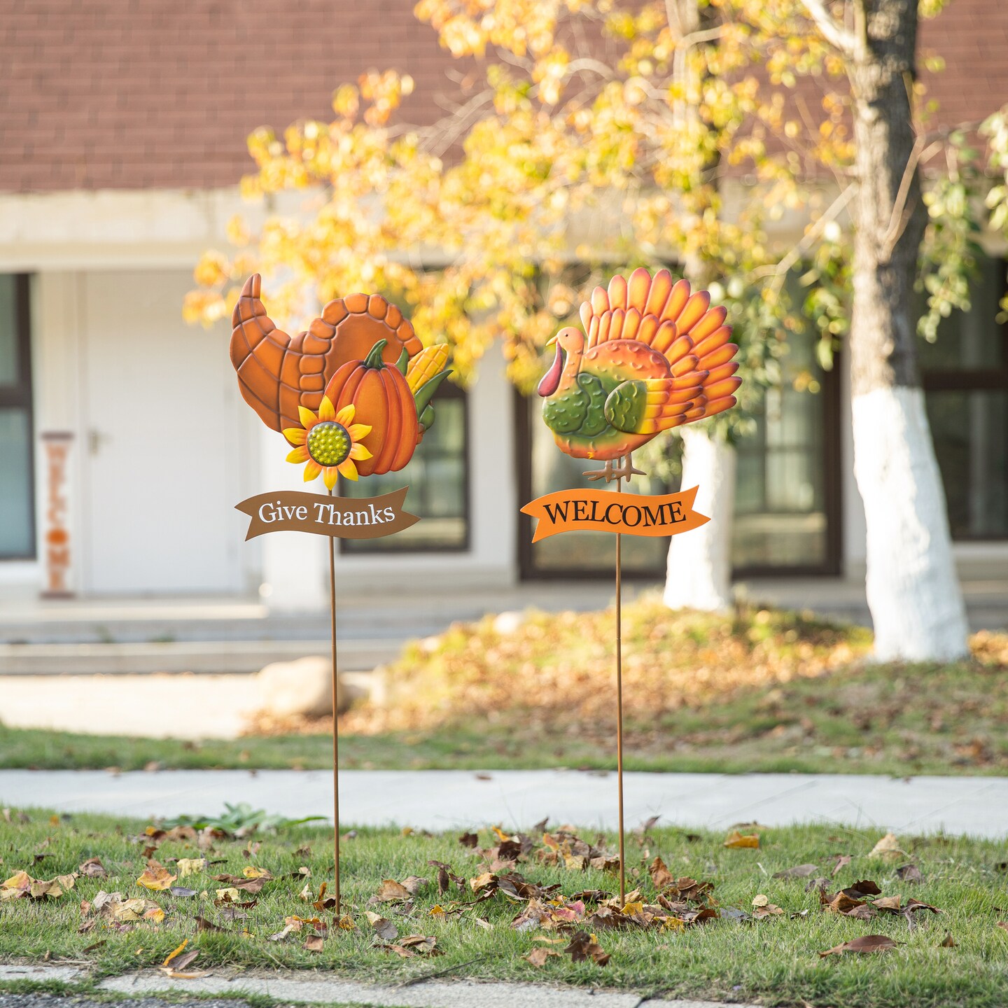 Thanksgiving Metal Yard Stakes Metal Turkey Stake Turkey Welcome deals Sign