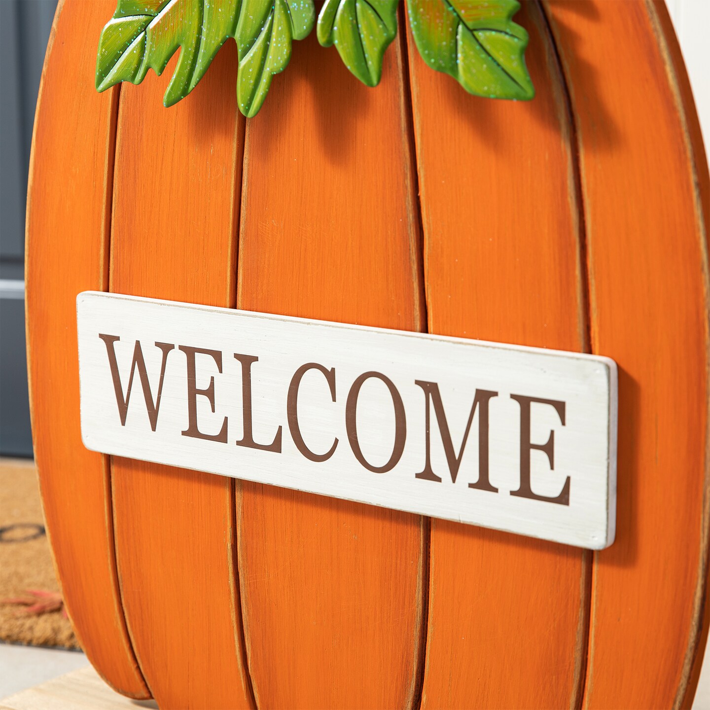 27&#x22;H Fall Wood/Metal &#x22;WELCOME&#x22; Pumpkin Porch Decor(KD)