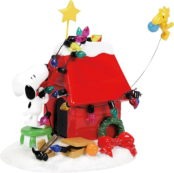 Snoopy & Woodstock Holiday Doghouse offers 19 inch