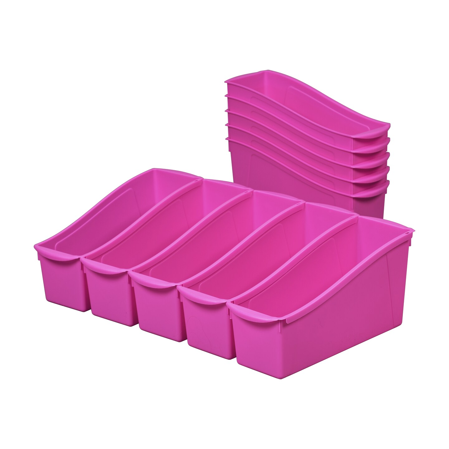 Linking Book Bins, Colorful Connecting Storage, Color: Neon Pink