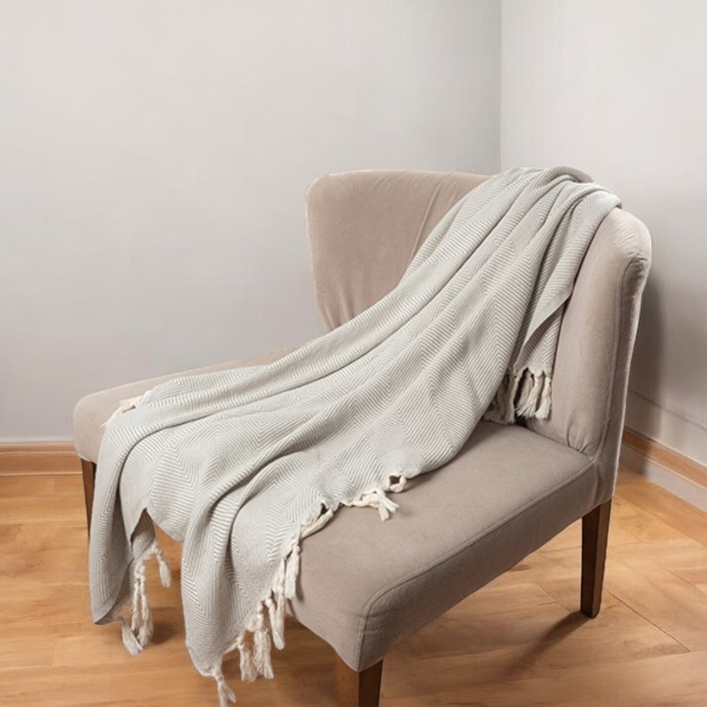 Edge Collections - 50" x 60" - Gray - Cozy Woven Herringbone Throw Blanket for Stylish Comfort - 1 Piece