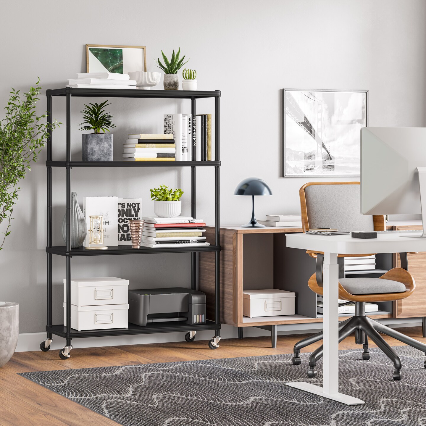 Seville Classics HOME 4-Tier Steel Shelving with Shelf Liners