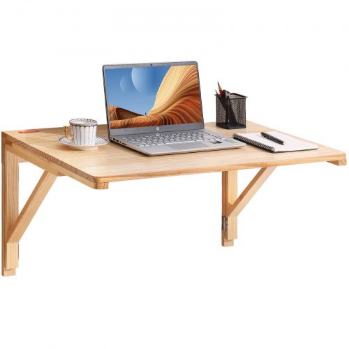 Wall-Mounted Folding Table, Drop-Leaf Solid Wood Floating Desk