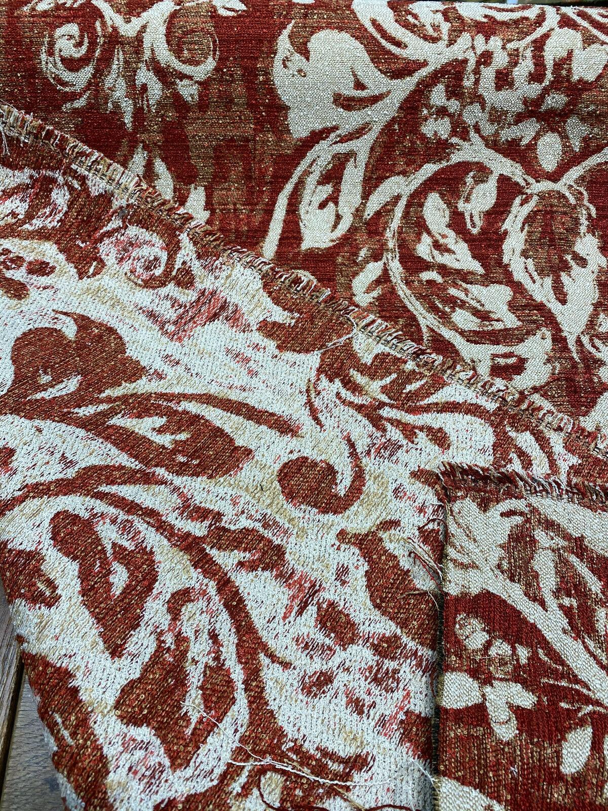 1 Yard Mill Creek Moldavia Ruby Red Chenille Tapestry Upholstery Fabric 56 inch Width