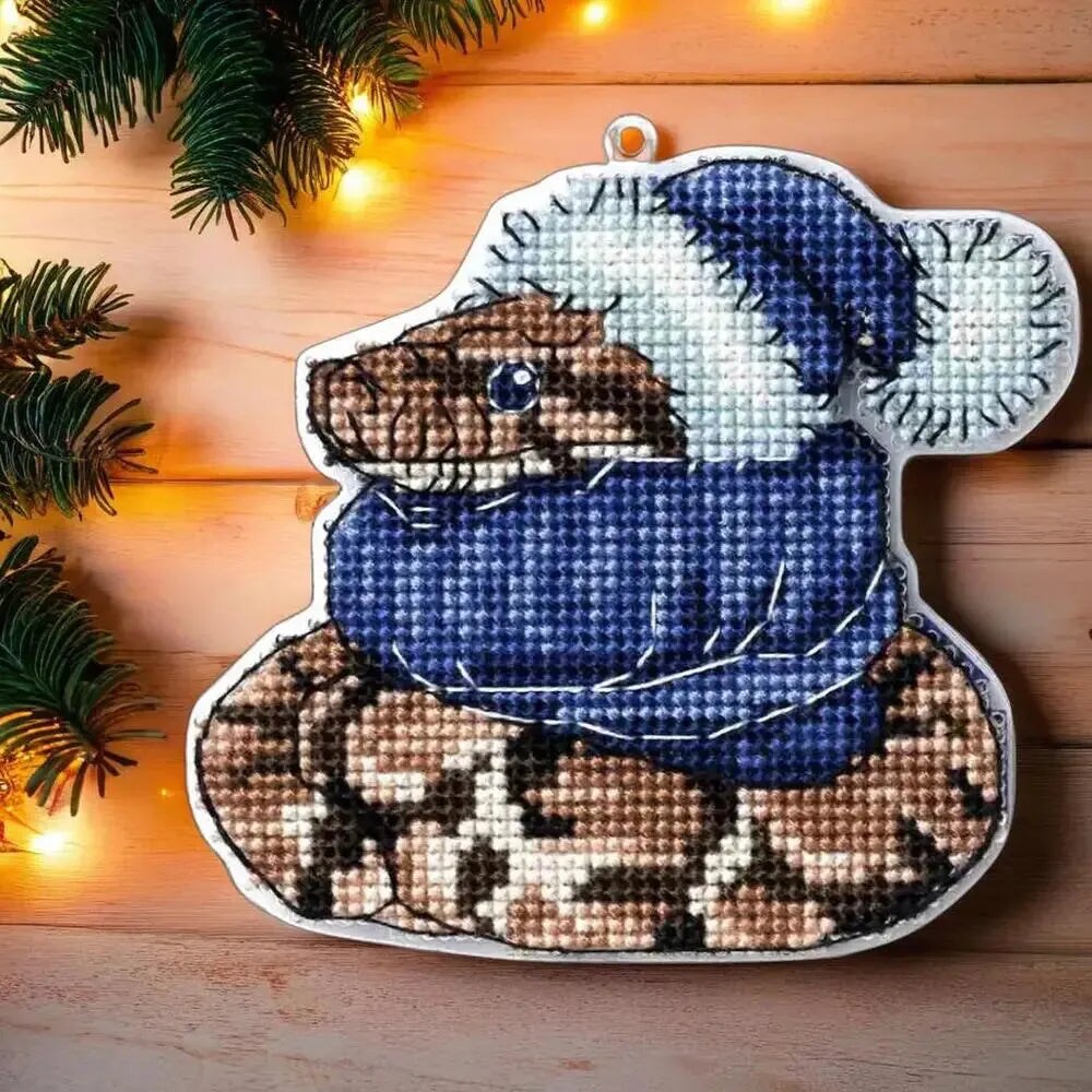 Cross-stitch kits on a plastic base