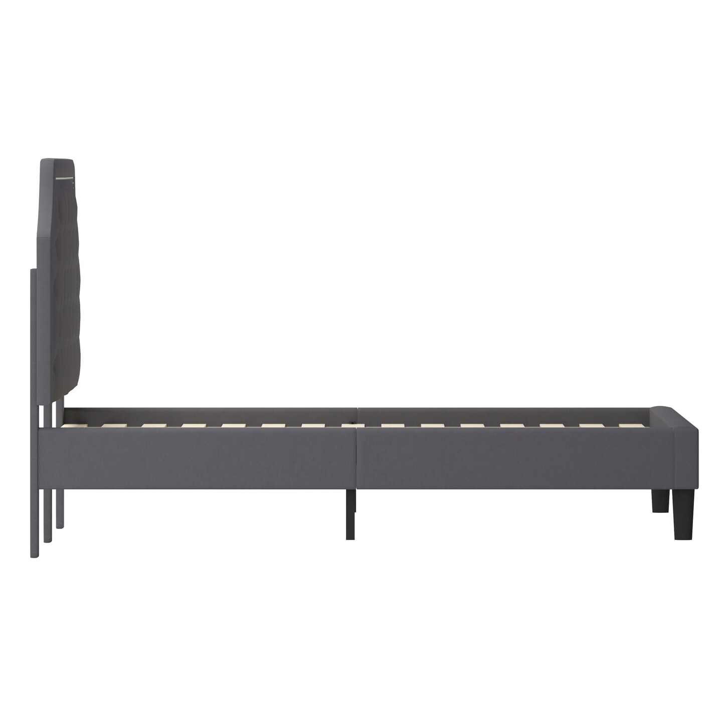 Merrick Lane Provence Platform Bed with Slatted Support Contemporary Tufted Upholstery with Accent Nail Trim