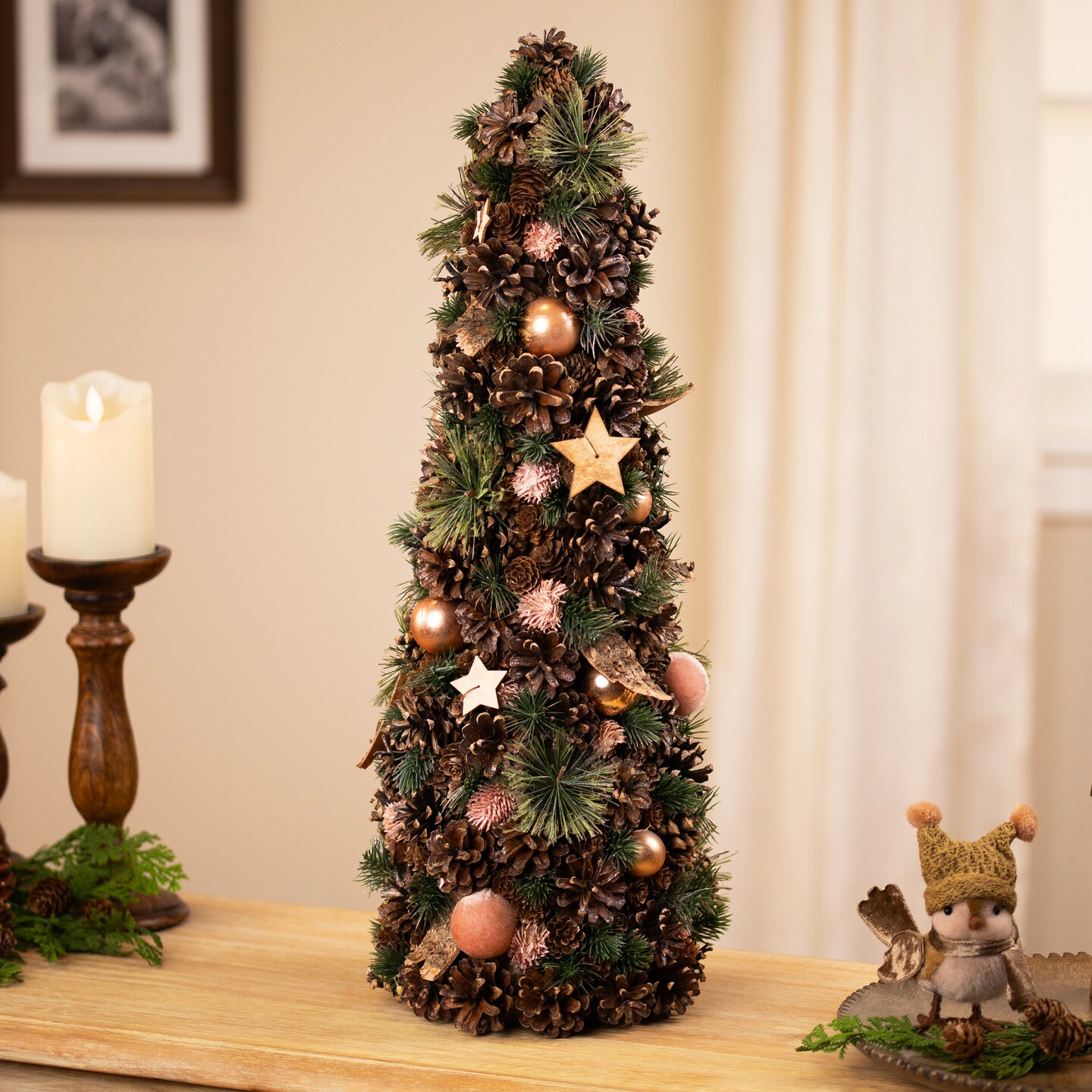 Northlight Pinecone and Tree Bark Artificial Christmas Decoration - 24&#x22;