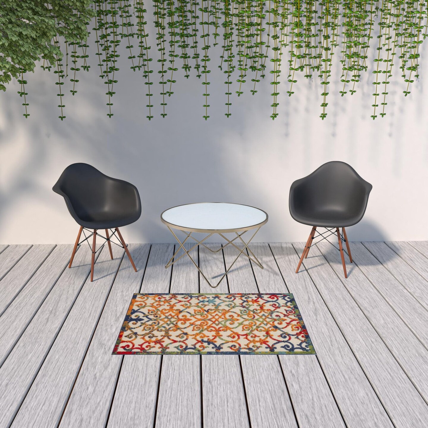 Edge Collections - 3' x 5' - Multicolor - Inviting Damask Area Rug for Indoor and Outdoor Use - 1 Piece