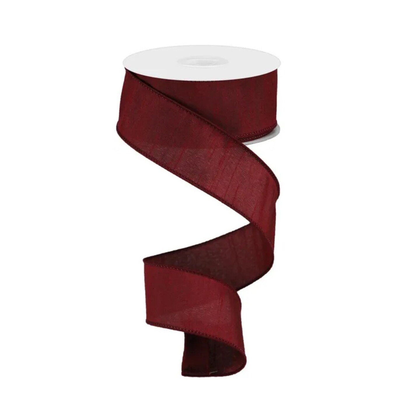 1.5"x10yd Burgundy Faux Dupioni Wired Ribbon – Elegant Red Ribbon for Wreaths & Bows-RD110405