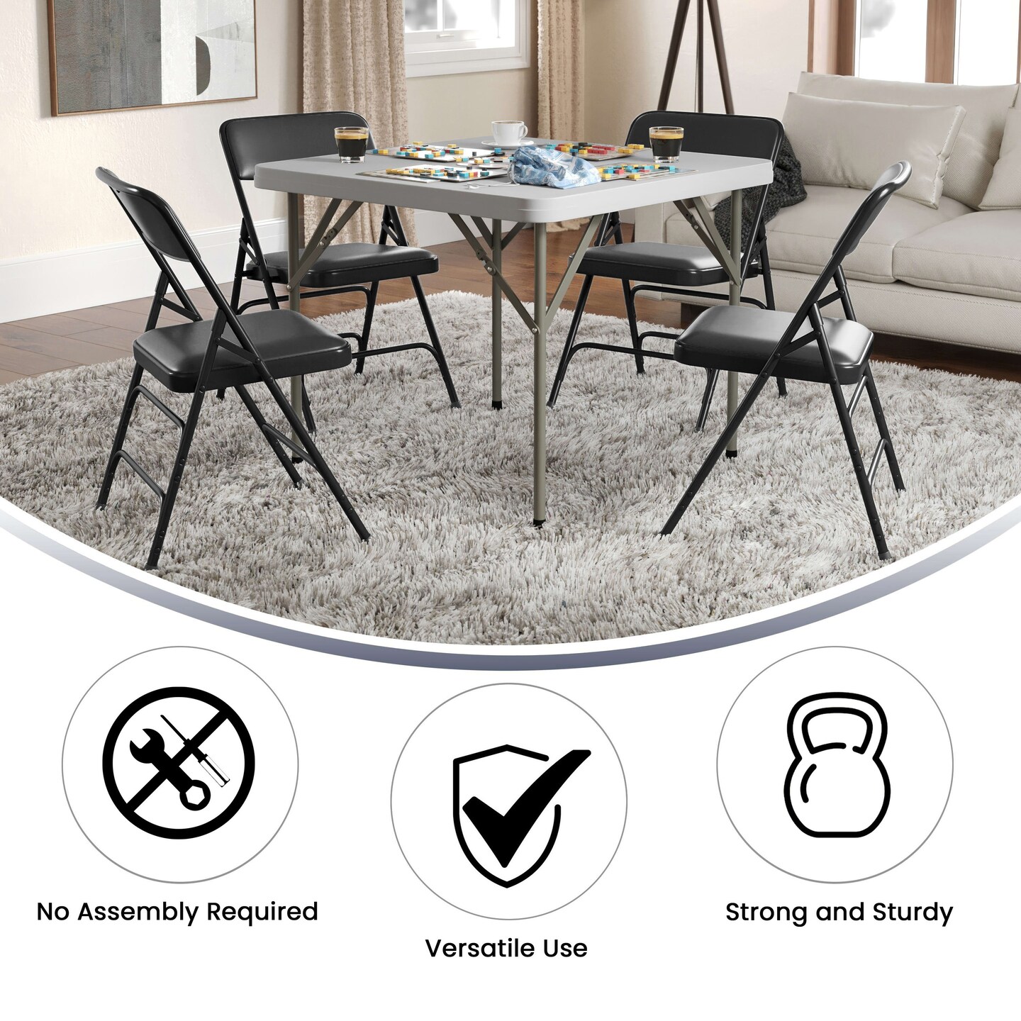 Emma and Oliver 2 Pack Home & Office Portable Party Events Padded Metal Folding Chair