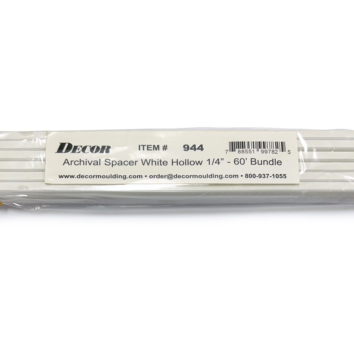 Framer Supply Archival Glass & Art Spacer – White 1/4", 60 Ft Hollow Bundle (12 x 5' Sticks), pH Neutral Peel-and-Stick Frame Spacer for Archival Framing & Artwork Protection