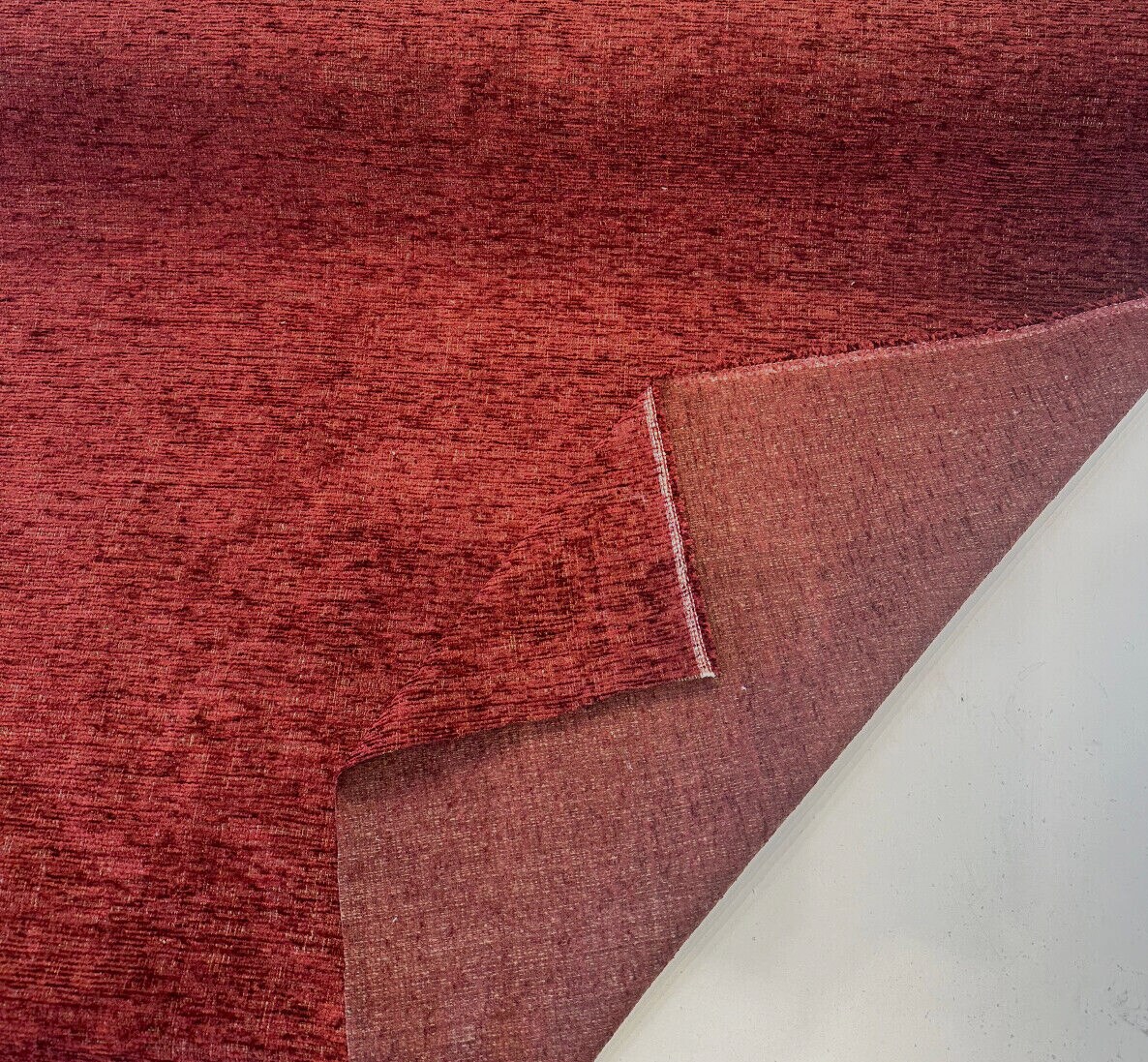 1 Yard Upholstery Chenille Fabric 100% Polyester Carson Wine Soft Chenille Backed 56 inch Width
