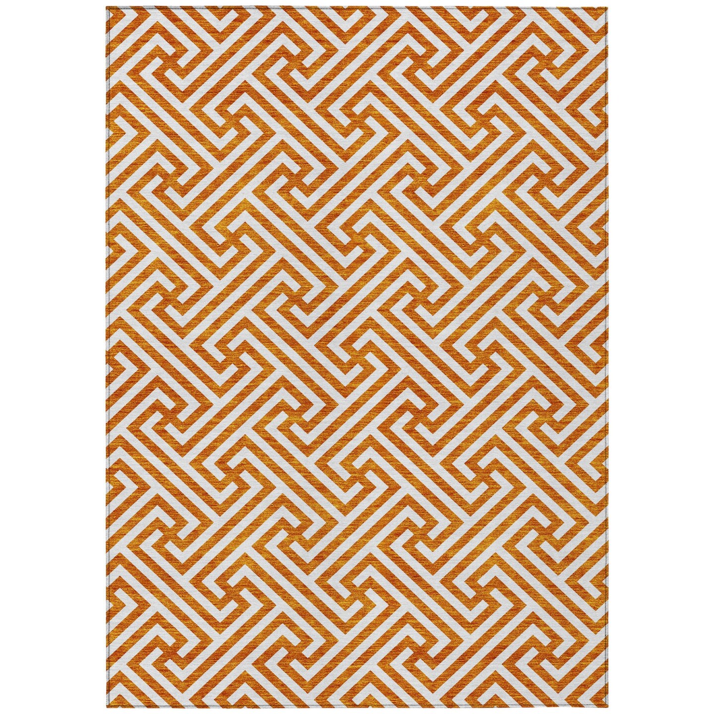 Edge Collections - 8' x 10' - Orange - Indoor Outdoor Geometric Durable Area Rug - 1 Piece