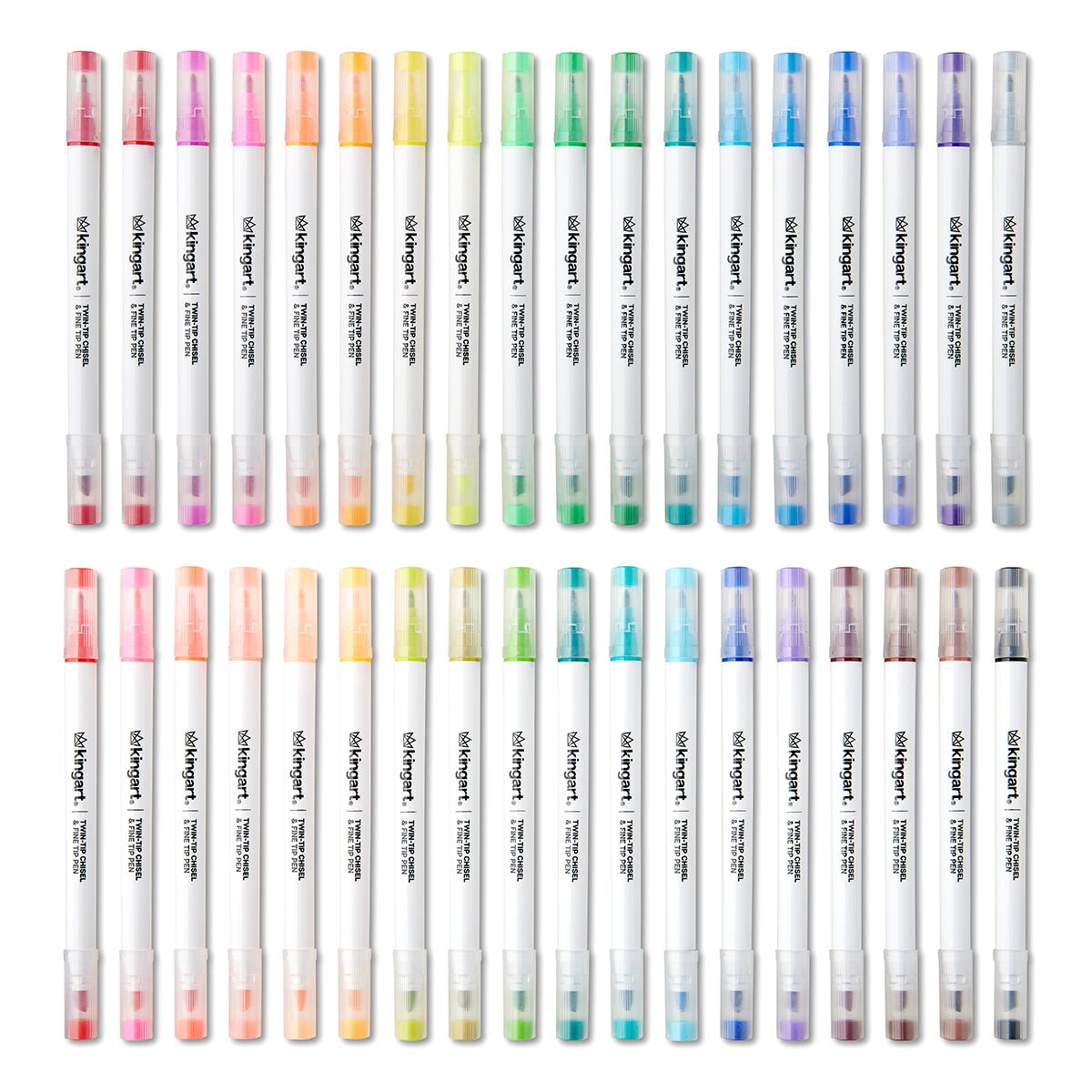 KINGART&#xAE; Twin-Tip Chisel &#x26; Fine Markers, Set of 36 Colors