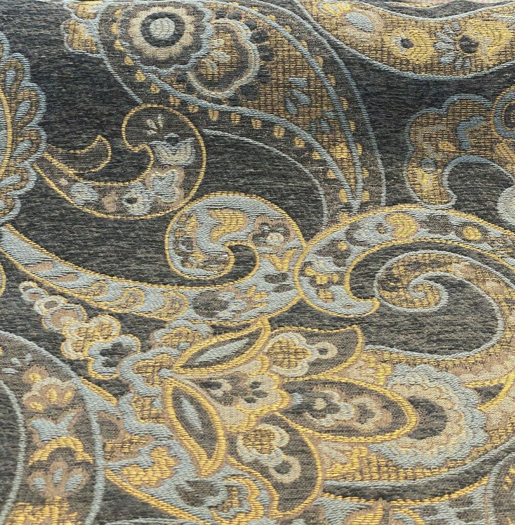 1 Yard Upholstery Chenille Fabric Barrow Prussian Paisley 69% Polyester 20% Cotton 11% Rayon