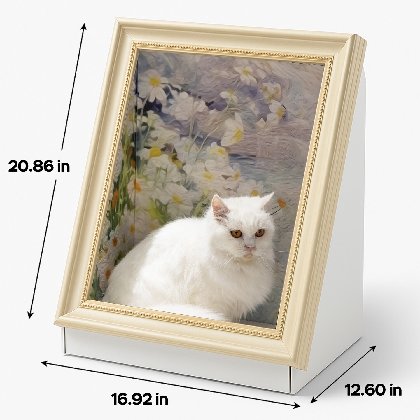 Double-Sided Oil Painting Cat House with Scratcher Artistic Cardboard Condo