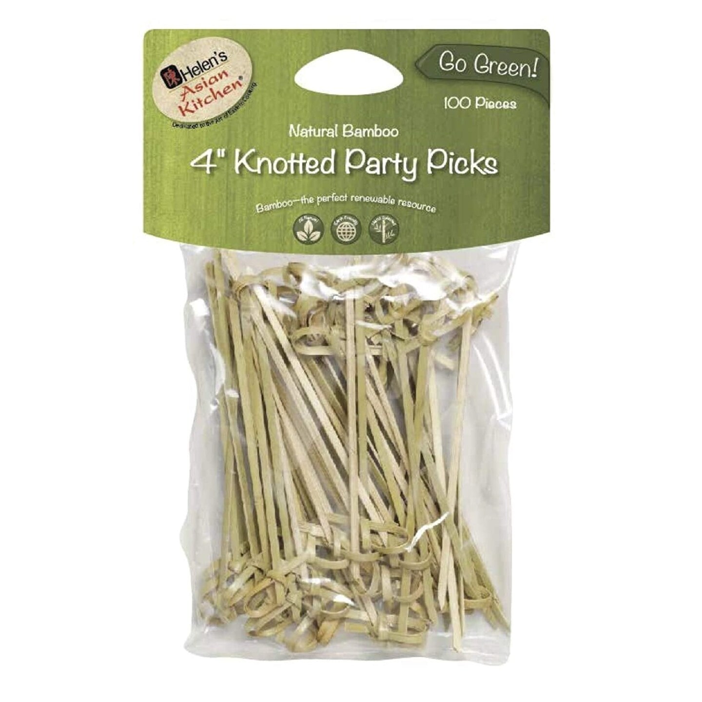 Helen&#x27;s Asian Kitchen 4&#x22; Knotted Bamboo Appetizer Cocktail Party Picks - 100 Pack