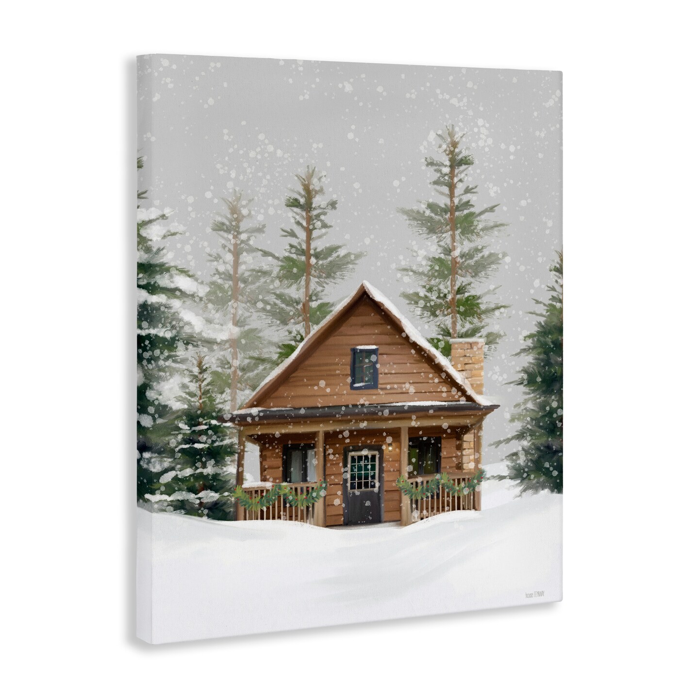 Stupell Industries Cozy Snowy Forest Cabin Canvas Wall Art, design by House Fenway