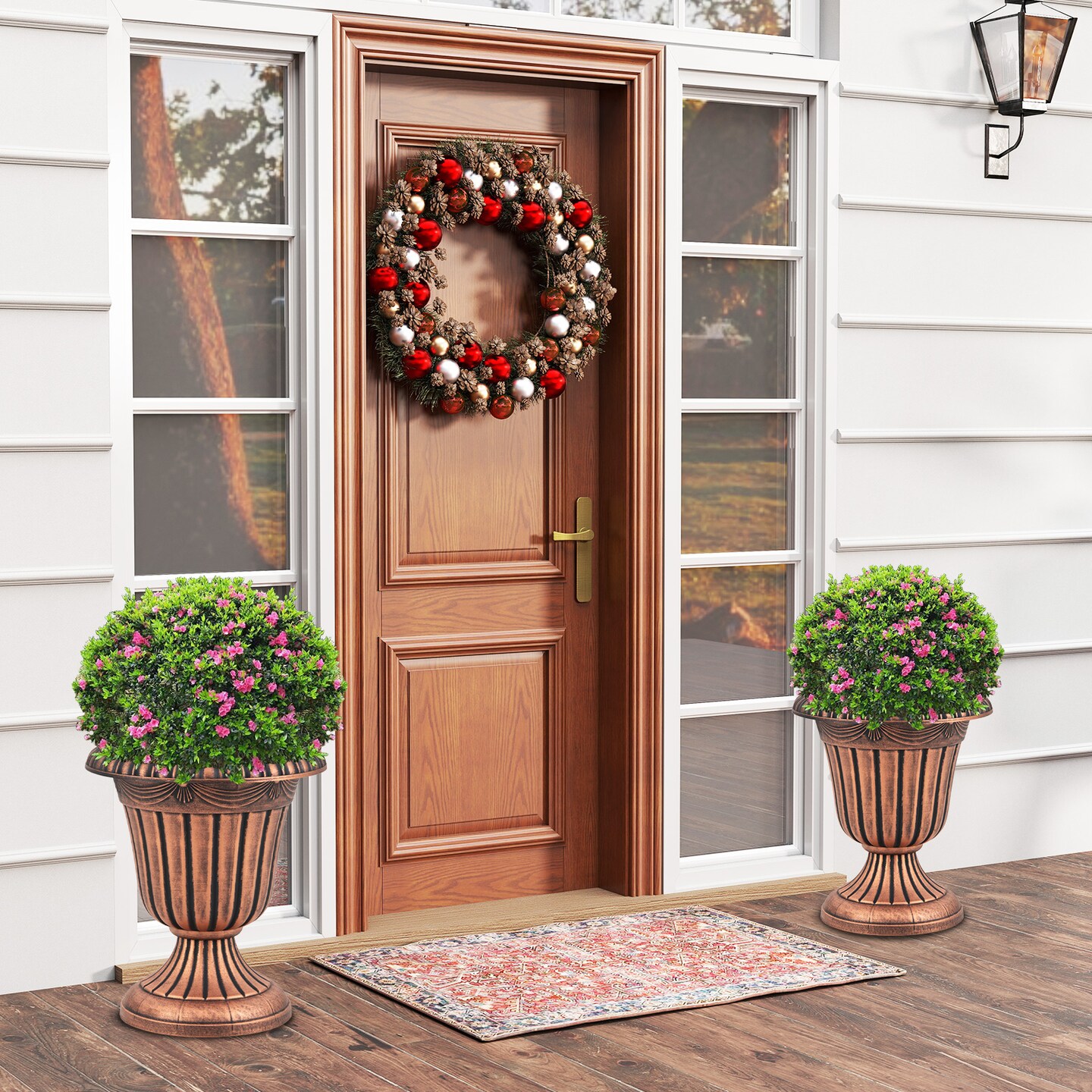 Bronze PP Vintage Urn Planters Set of 2 for Indoor Outdoor Decor