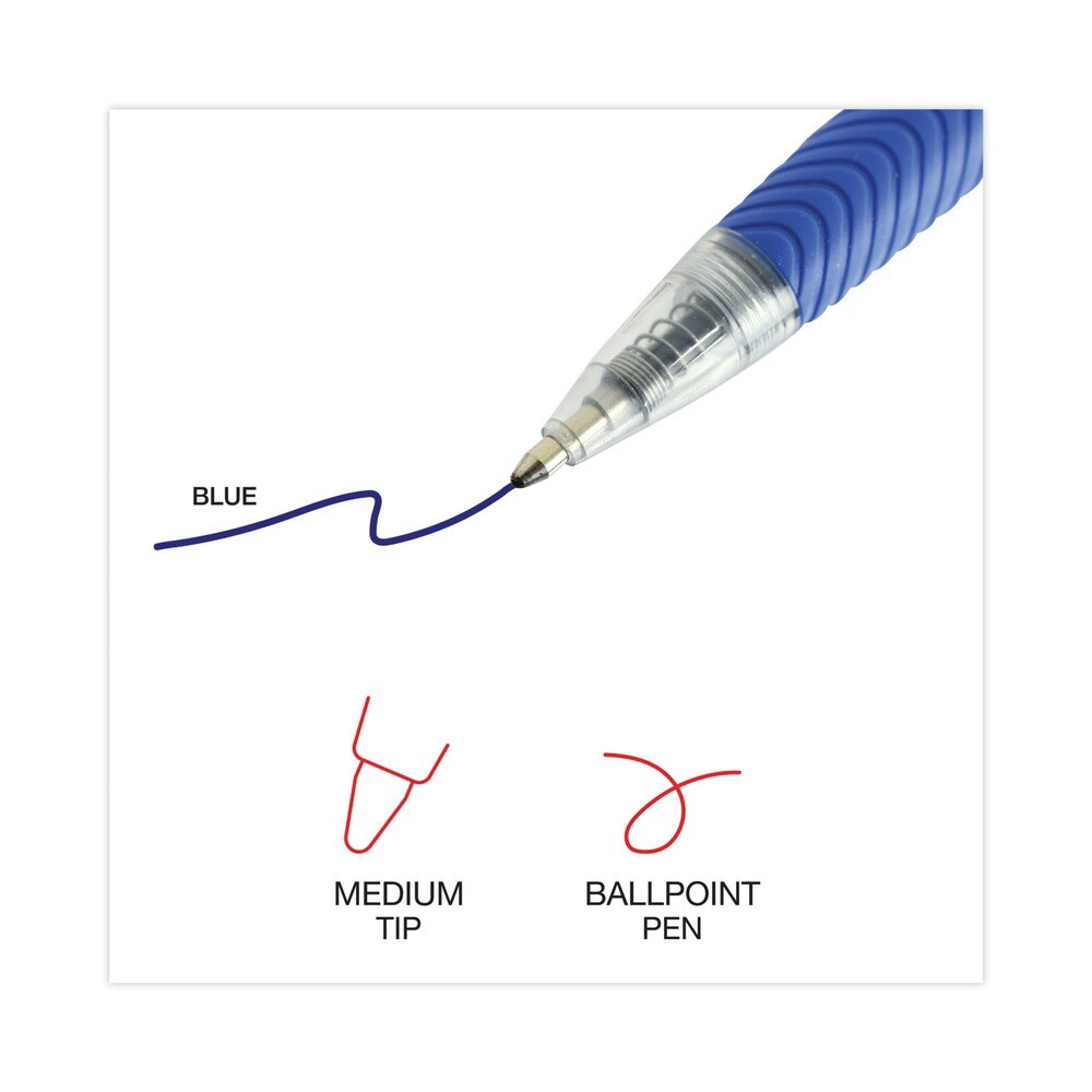 Universal 1 mm Comfort Grip Retractable Ballpoint Pens - Medium, Blue (1 Dozen)