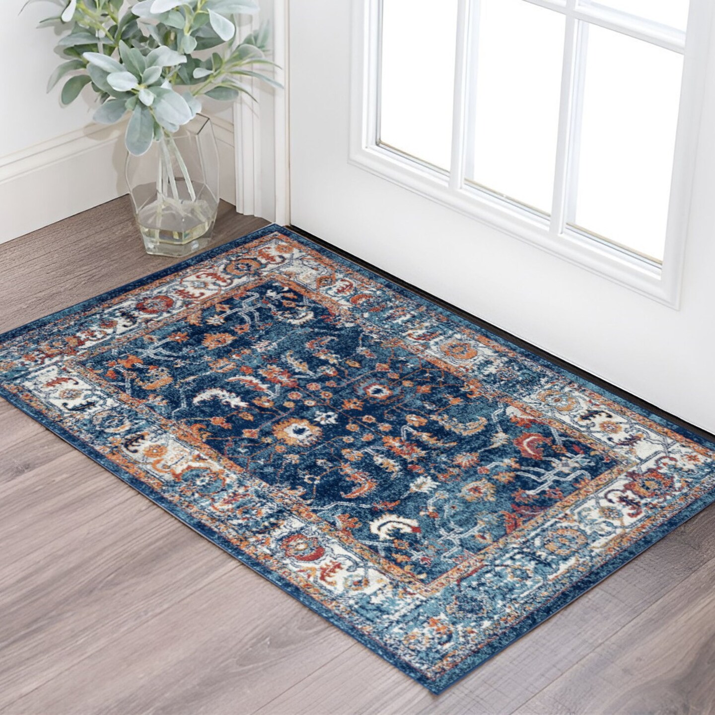 Edge Collections - 2' X 3' - Blue - Floral Area Rug for Stylish Home Décor - 1 Piece