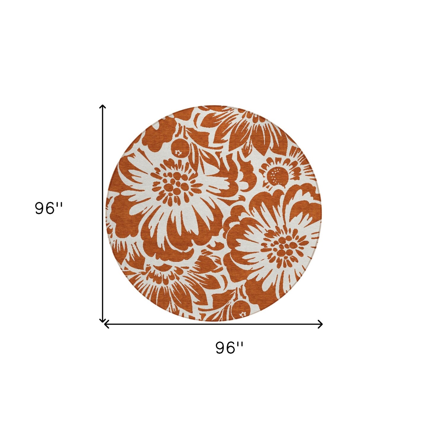 Edge Collections - 8' - Orange - Artistic Floral Area Rug for Indoor and Outdoor Use - 1 Piece