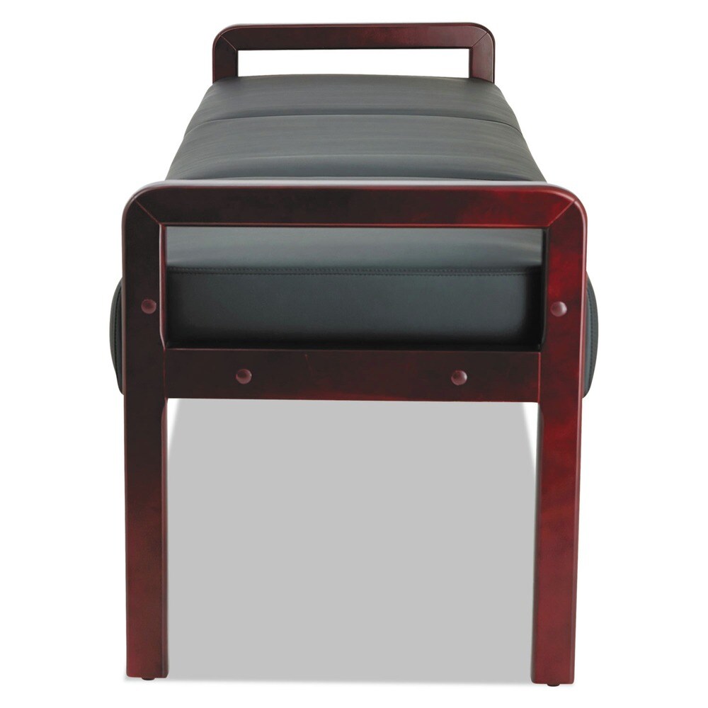 Alera Reception Lounge WL Series 65.75 in. x 22.25 in. x 22.88 in. 3-Seat Bench - Black Seat, Mahogany Base